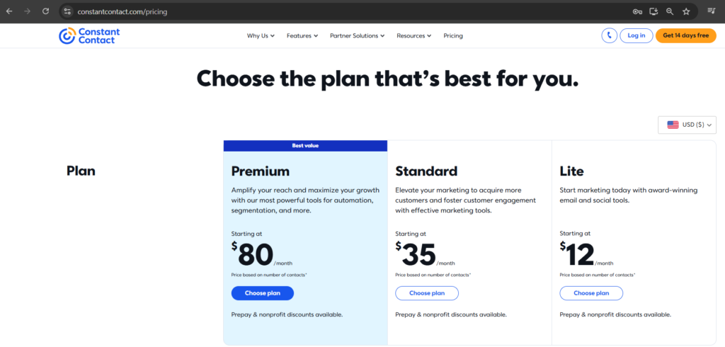 Pricing Plans Constant Contact